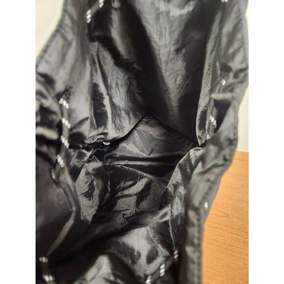 PINK Drawstring Black Bucket Backpack with Mesh String and 2 exterior pockets. E - Picture 4 of 6